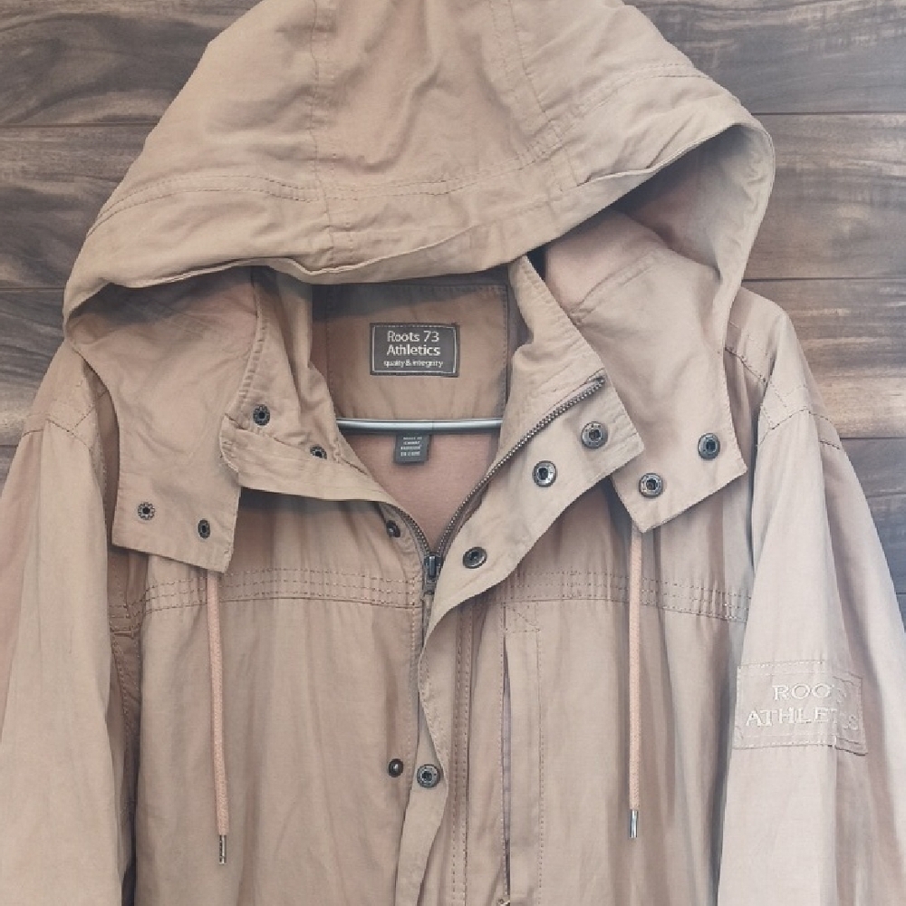 Roots 73 Athletics Hooded Field Jacket - Tan Khaki - Men’s Large - Picture 2 of 7